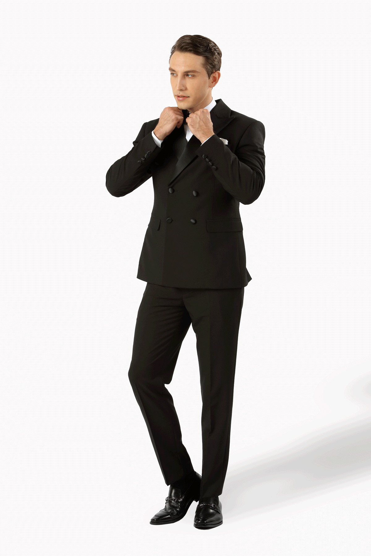 Arlo Double Breasted with Satin Lapel Suit