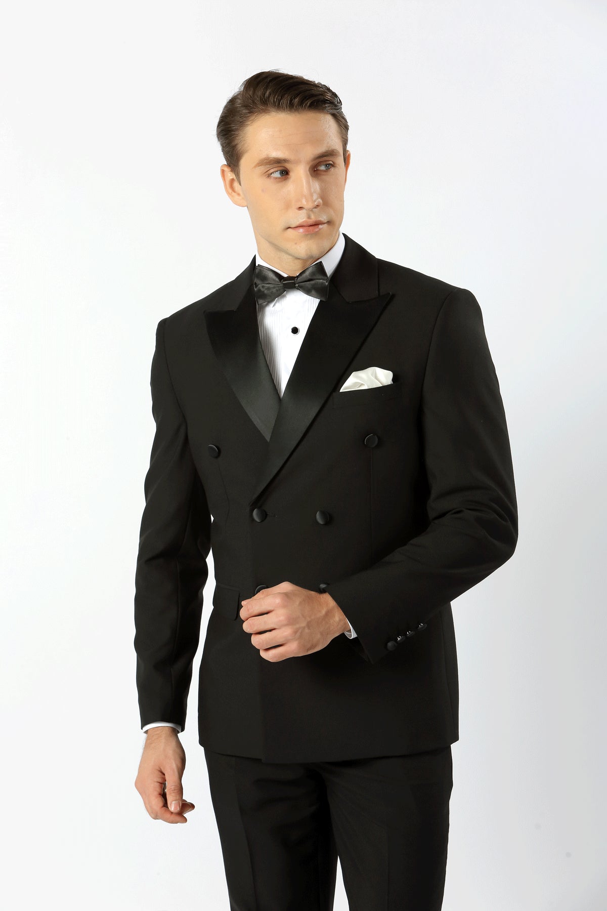 Arlo Double Breasted with Satin Lapel Jacket