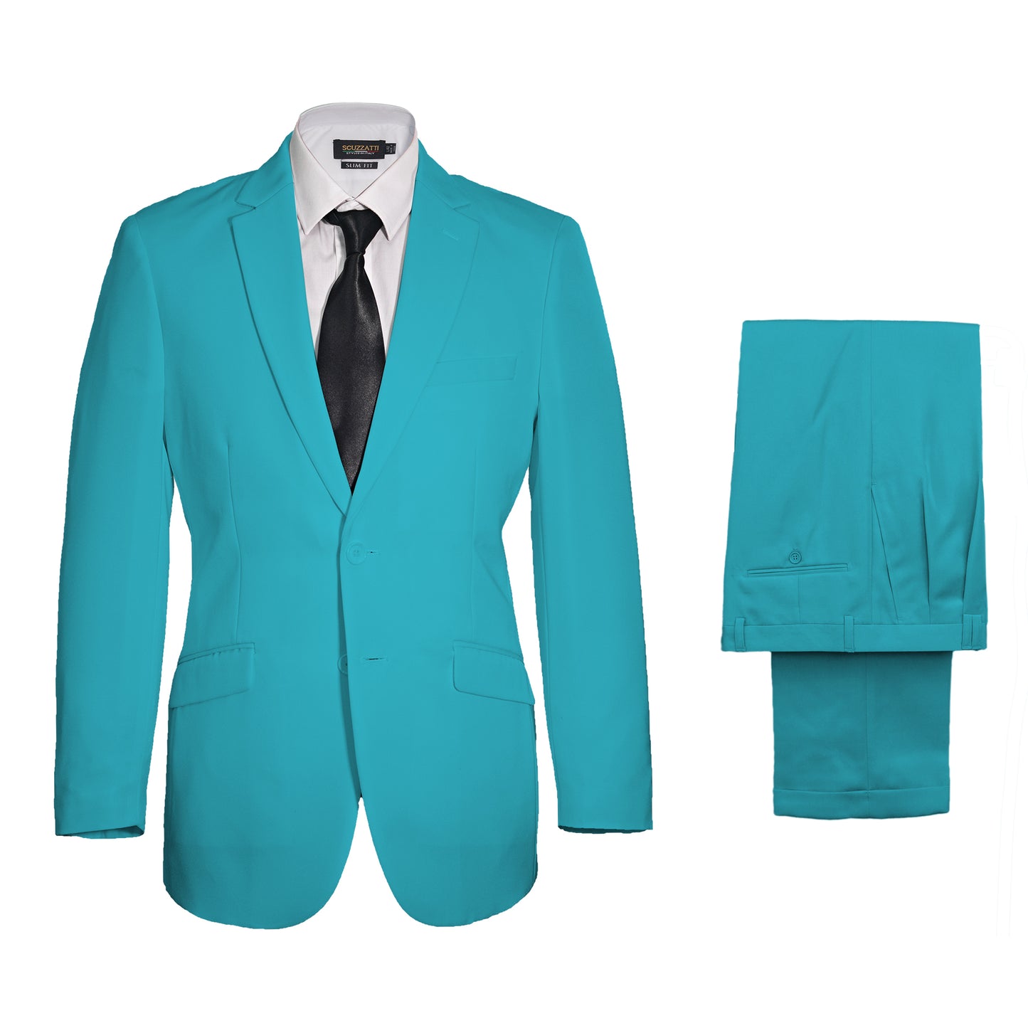 Vegas Fine Twill Plain Microfibre Suit - Aqua