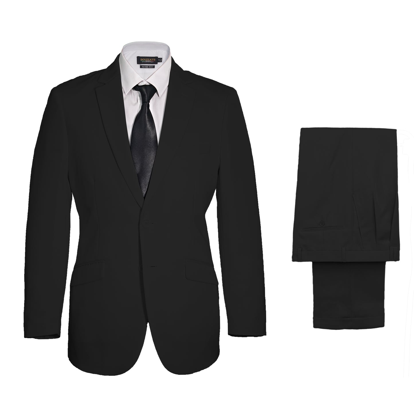 Vegas Fine Twill Plain Microfibre Suit - Black