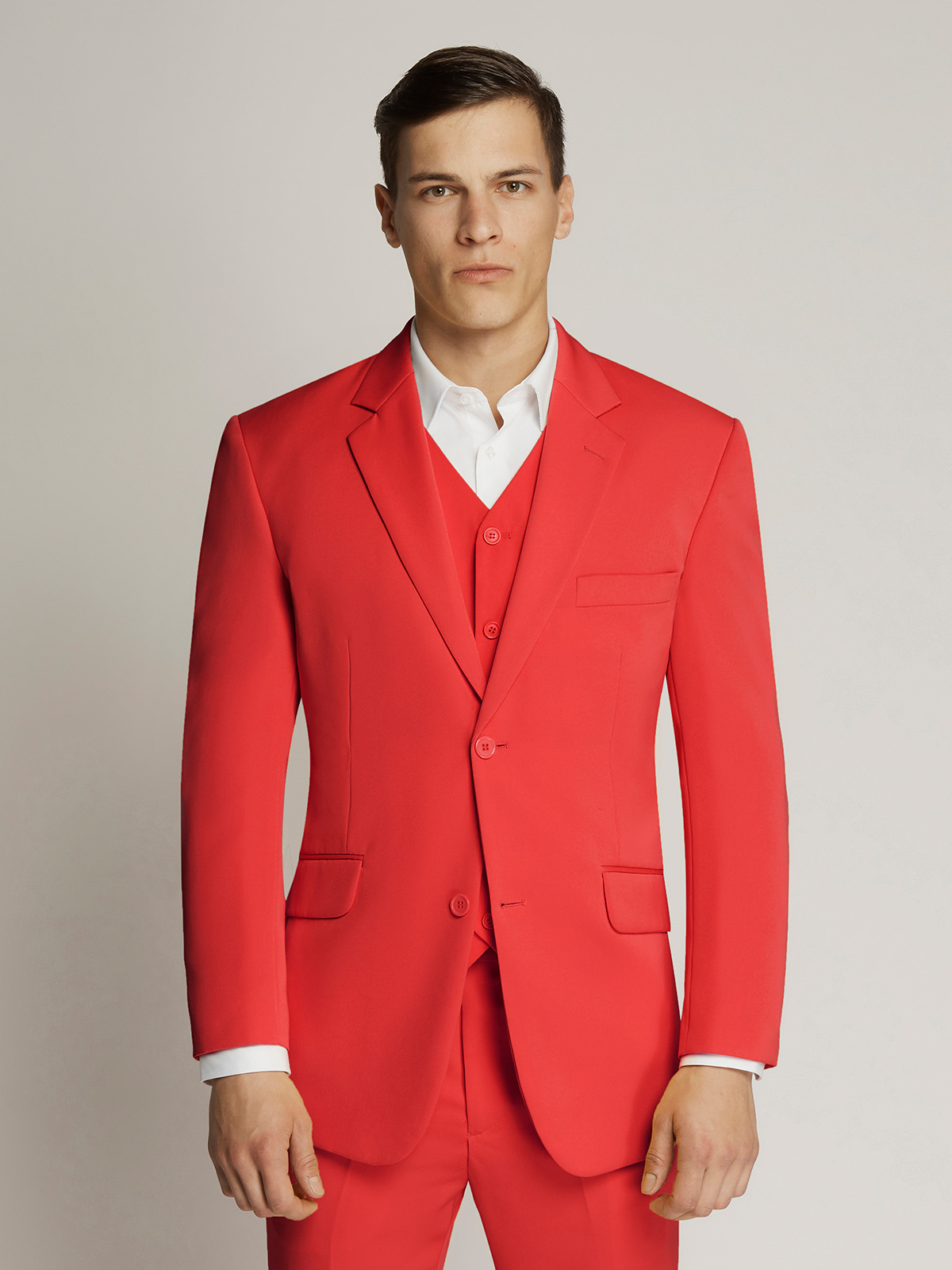 Vegas Fine Twill Plain Microfibre Jacket - Red