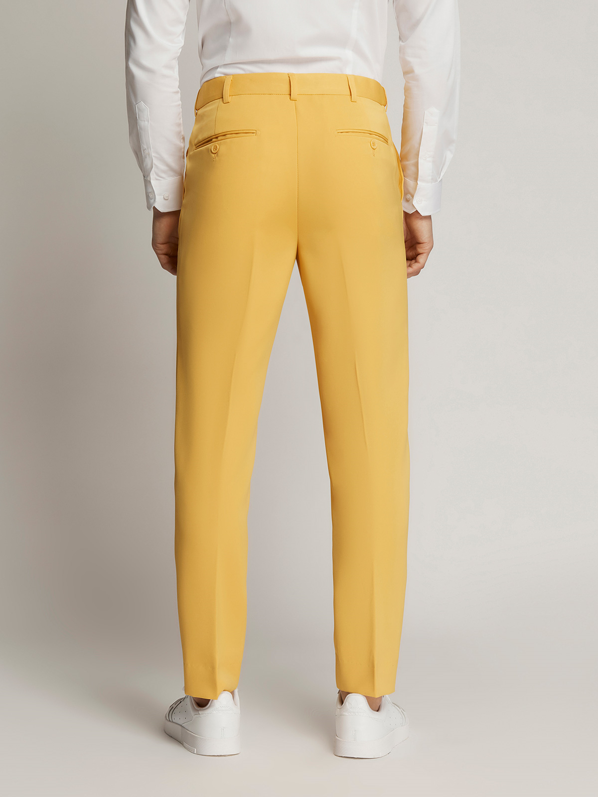 Vegas Fine Twill Plain Microfibre Trousers - Yellow