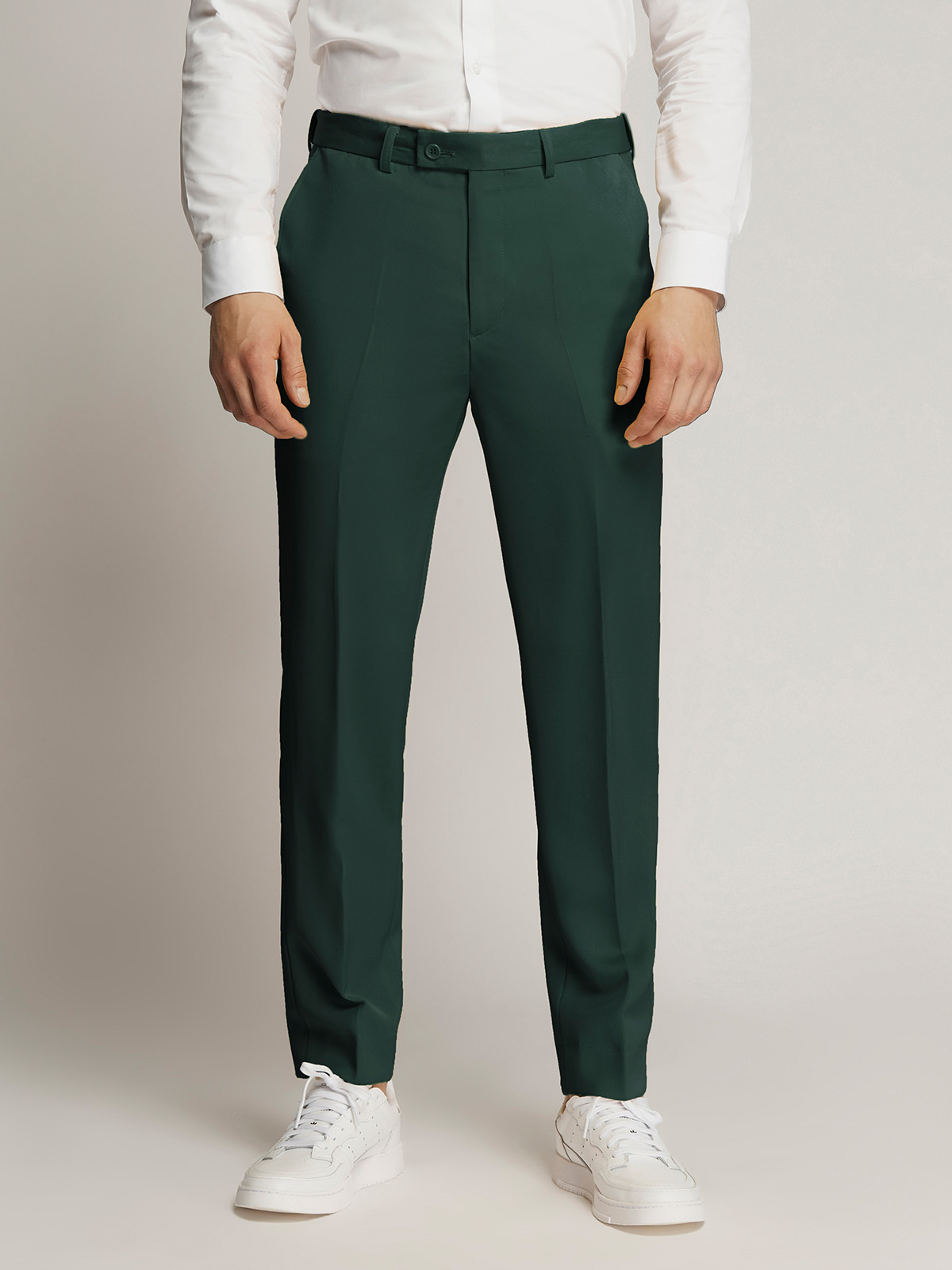 Vegas Fine Twill Plain Microfibre Trousers - Emerald
