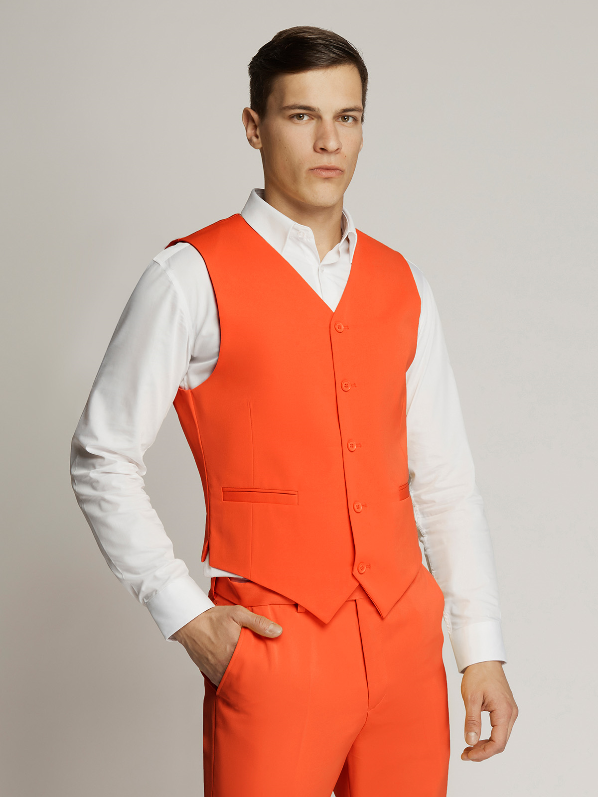 Vegas Fine Twill Plain Microfibre Vest - Orange