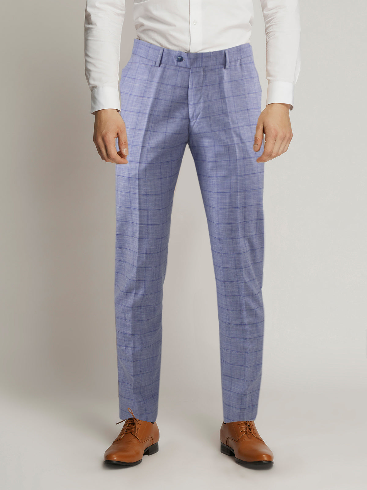 George Windowpane Check Flatfront Trousers