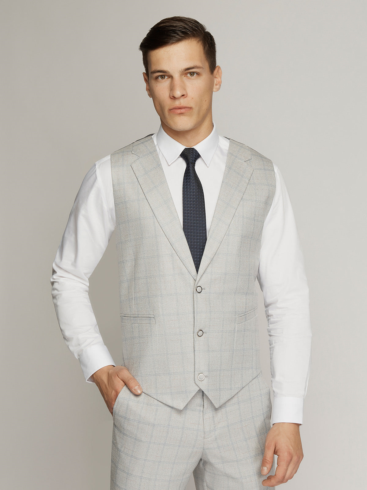 Langcaster Windowpane Check Vest (WITH LAPEL)