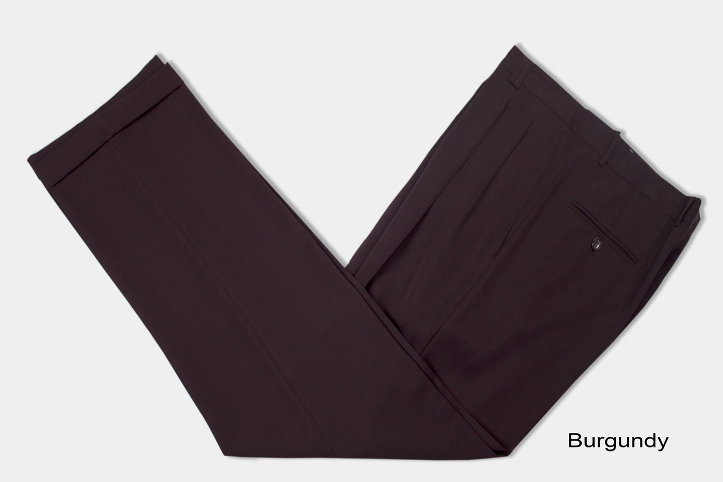 Vegas Fine Twill Plain Microfibre Trousers - Burgundy