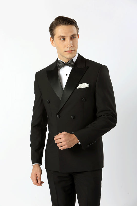 Arlo Double Breasted with Satin Lapel Jacket
