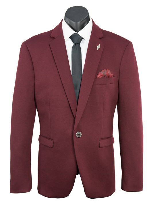 Isaac Stretch Jersey Sports Jacket - Burgundy