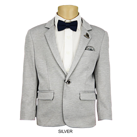Isaac Stretch Jersey Slim Boys Sports Jacket - Silver