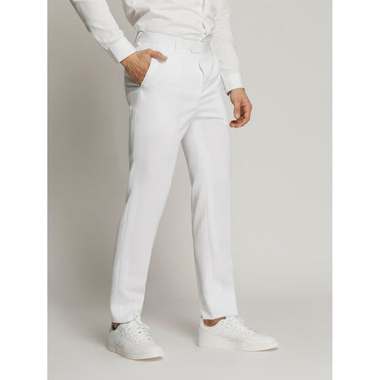 Vegas Fine Twill Plain Microfibre Trousers - White