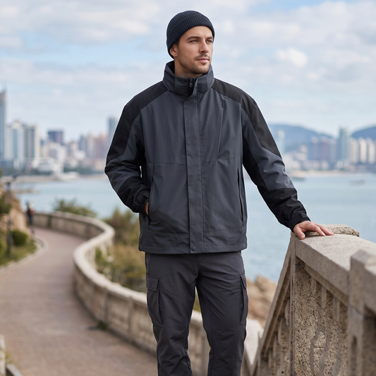 Daniel Dual Tone Windproof Jacket with Removable Hood