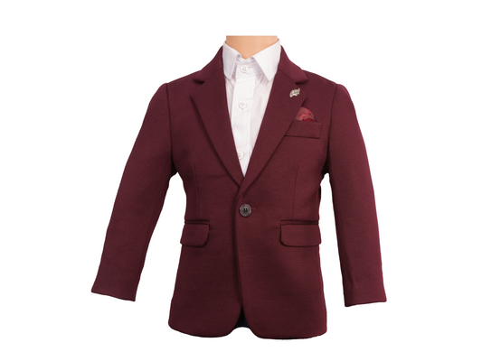 Isaac Stretch Jersey Slim Boys Sports Jacket - Burgundy