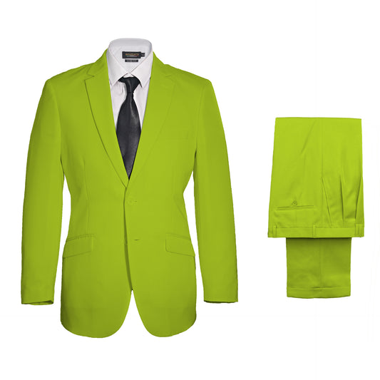 Vegas Fine Twill Plain Microfibre Suit - Lime Green