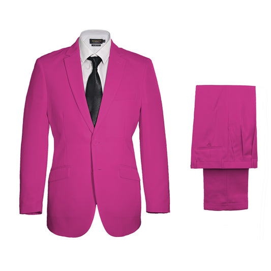 Vegas Fine Twill Plain Microfibre Suit - Hot Pink