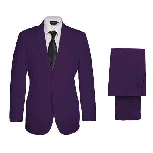 Vegas Fine Twill Plain Microfibre Suit - Purple