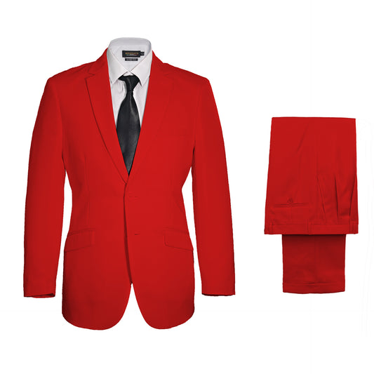 Vegas Fine Twill Plain Microfibre Suit - Red