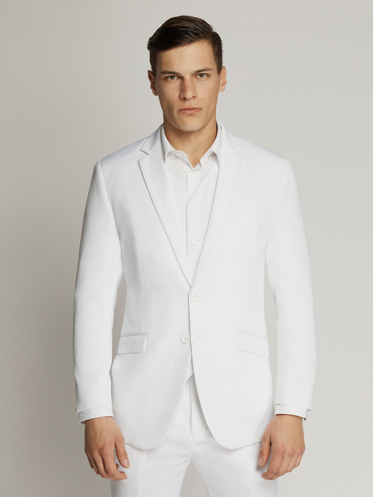 Vegas Fine Twill Plain Microfibre Jacket - White