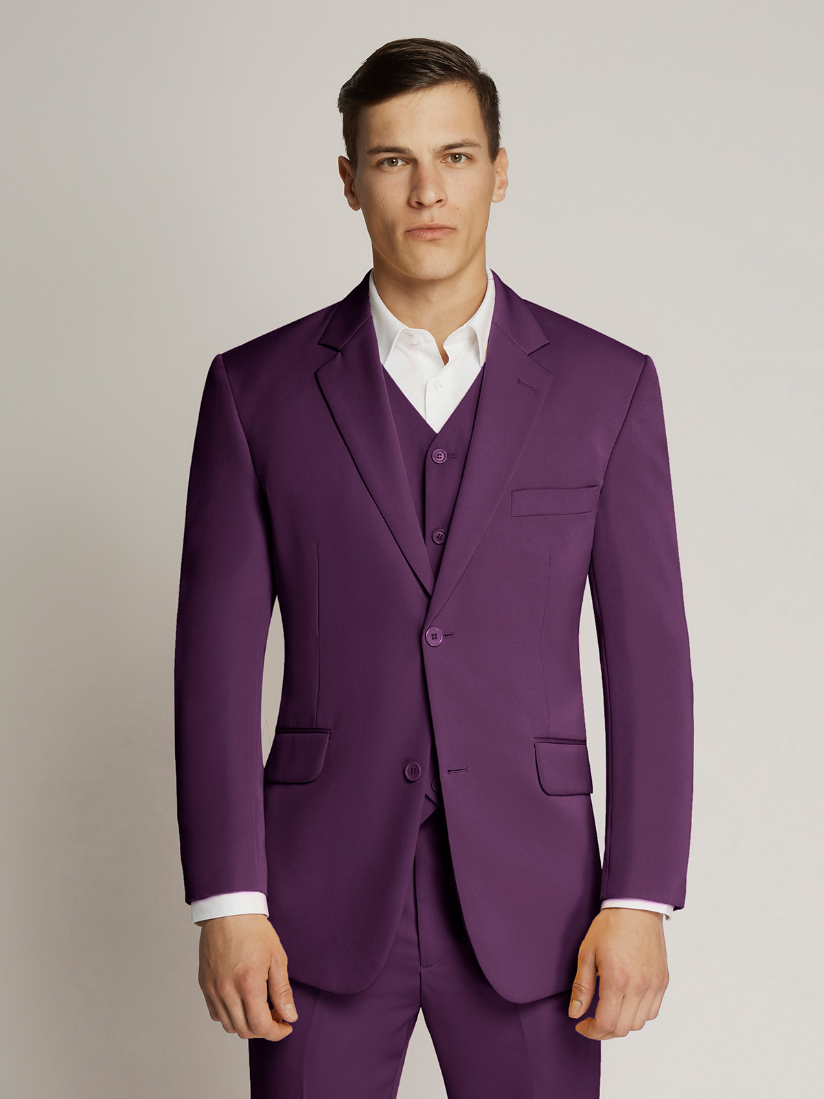 Vegas Fine Twill Plain Microfibre Jacket - Purple