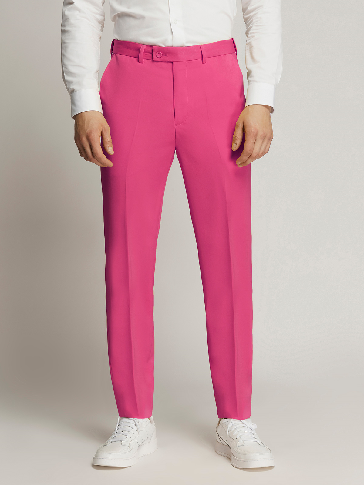 Vegas Fine Twill Plain Microfibre Trousers - Hot Pink