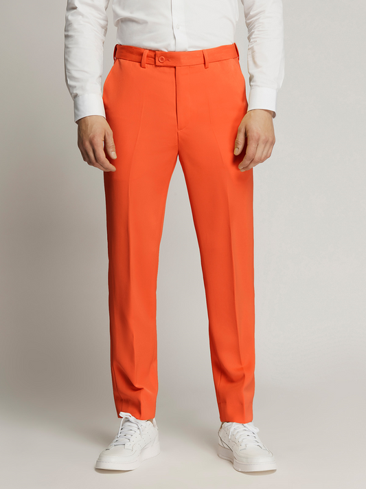 Vegas Fine Twill Plain Microfibre Trousers - Orange