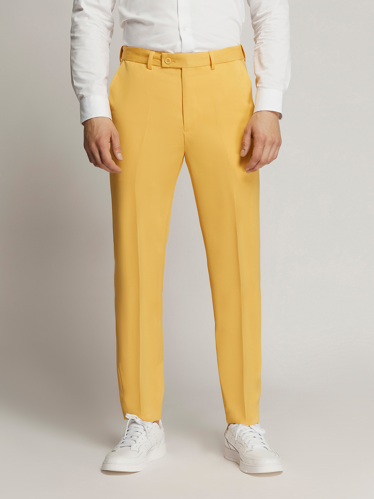 Vegas Fine Twill Plain Microfibre Trousers - Yellow