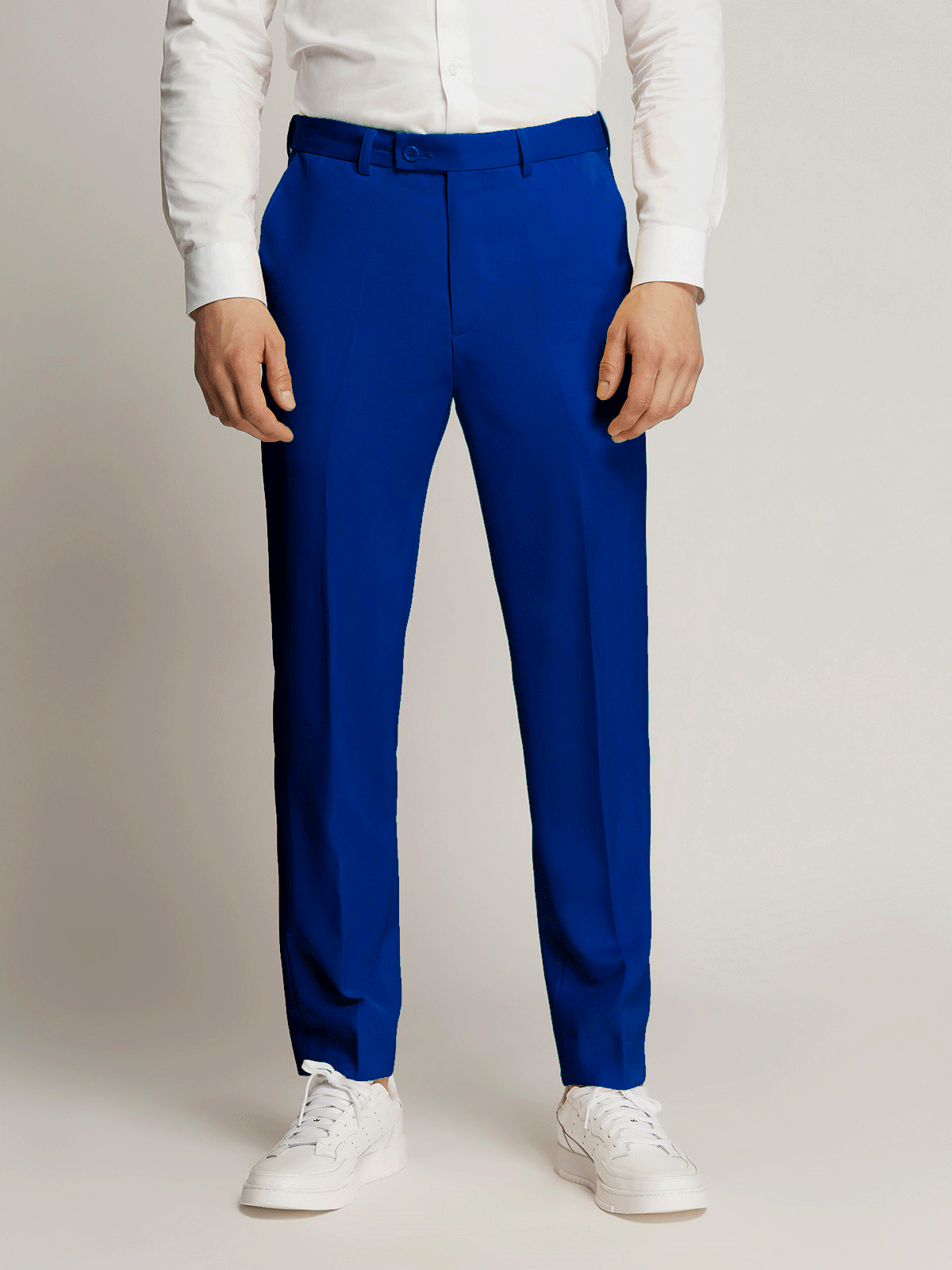 Vegas Fine Twill Plain Microfibre Trousers - Blue
