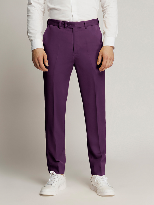 Vegas Fine Twill Plain Microfibre Trousers - Purple