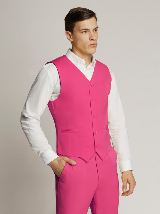 Vegas Fine Twill Plain Microfibre Vest - Hot Pink