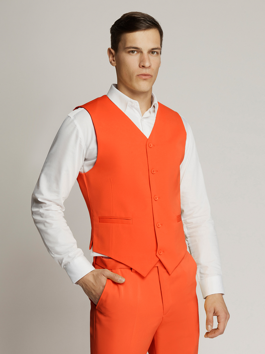 Vegas Fine Twill Plain Microfibre Vest - Orange