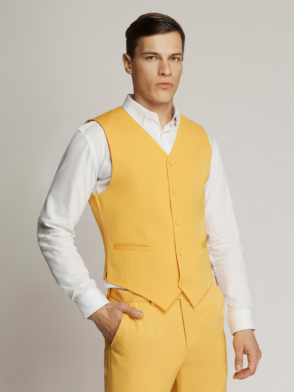 Vegas Fine Twill Plain Microfibre Vest - Yellow