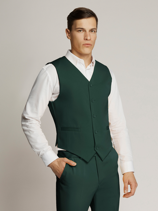 Vegas Fine Twill Plain Microfibre Vest - Emerald