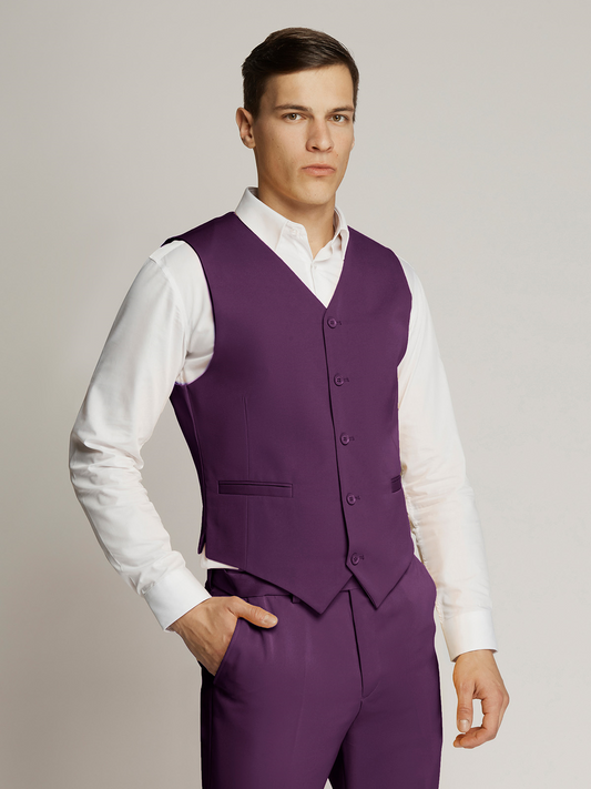 Vegas Fine Twill Plain Microfibre Vest - Purple