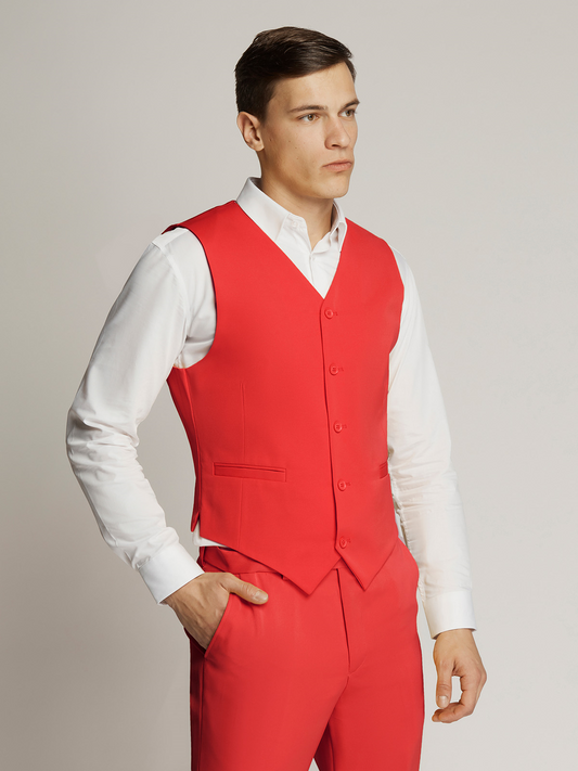 Vegas Fine Twill Plain Microfibre Vest - Red