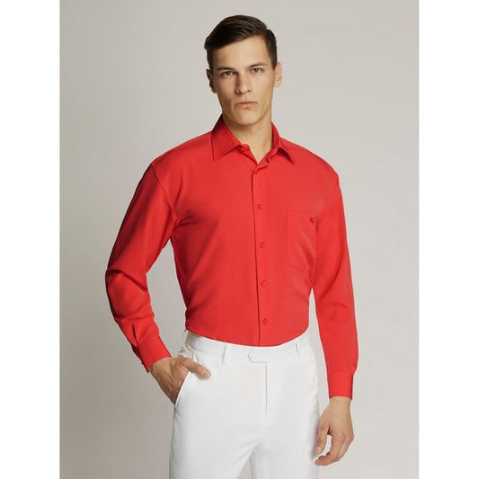 Vegas Fine Peach Microfibre Shirt - Red