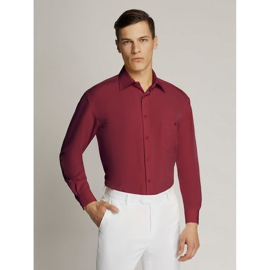 Vegas Fine Peach Microfibre Shirt - Wine