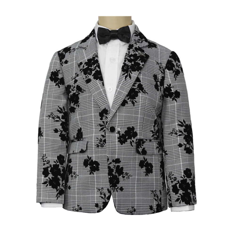 Carson Floral Check Boys Dinner Jacket