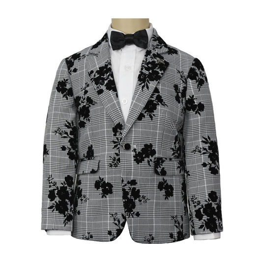 Carson Floral Check Boys Dinner Jacket