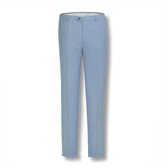 Stallone Plain Weave Stretch Flatfront Trousers - Sky